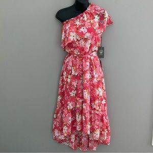 Vince Camuto, floral one-shoulder dress